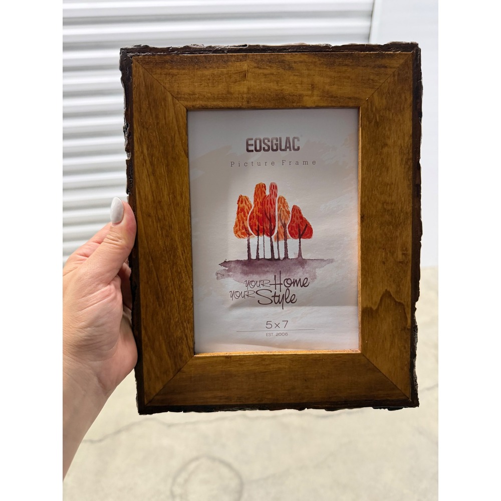 EOSGLAC‎  Rustic Live Edge Wood Picture Frame Without Glass Farmhouse Wall/Table